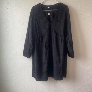 Long-Sleeve V-Neck Clip-Dot Mini Swing Dress for Women